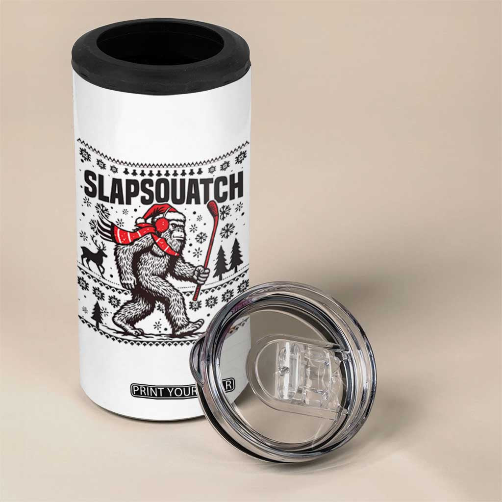 Slapsquatch Hockey Player 4 in 1 Can Cooler Tumbler Funny Bigfoot Ugly Christmas Gift TS12 Print Your Wear