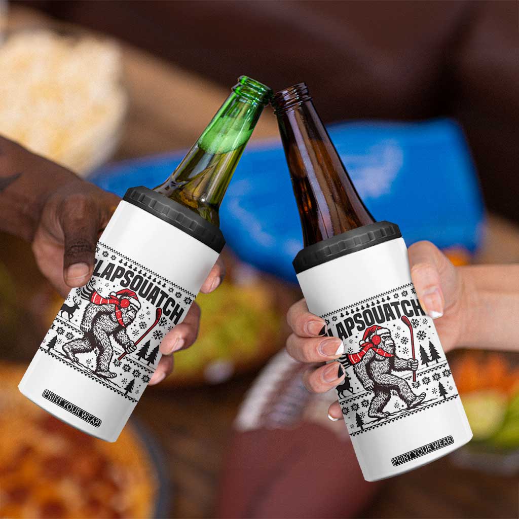 Slapsquatch Hockey Player 4 in 1 Can Cooler Tumbler Funny Bigfoot Ugly Christmas Gift TS12 Print Your Wear
