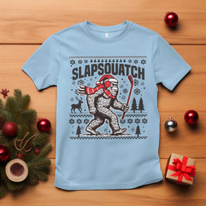Slapsquatch Hockey Player T Shirt Funny Bigfoot Ugly Christmas Gift TS12 Light Blue Print Your Wear