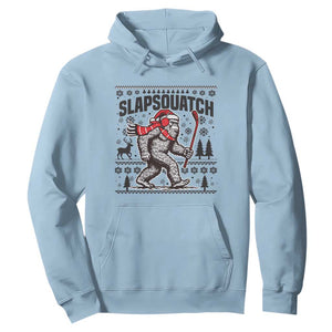 Slapsquatch Hockey Player Hoodie Funny Bigfoot Ugly Christmas Gift TS12 Light Blue Print Your Wear