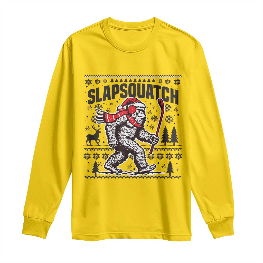 Slapsquatch Hockey Player Long Sleeve Shirt Funny Bigfoot Ugly Christmas Gift TS12 Daisy Print Your Wear