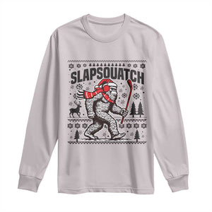 Slapsquatch Hockey Player Long Sleeve Shirt Funny Bigfoot Ugly Christmas Gift TS12 Ice Gray Print Your Wear