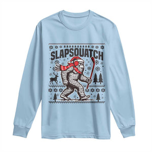 Slapsquatch Hockey Player Long Sleeve Shirt Funny Bigfoot Ugly Christmas Gift TS12 Light Blue Print Your Wear