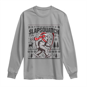 Slapsquatch Hockey Player Long Sleeve Shirt Funny Bigfoot Ugly Christmas Gift TS12 Sport Gray Print Your Wear