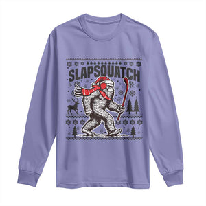 Slapsquatch Hockey Player Long Sleeve Shirt Funny Bigfoot Ugly Christmas Gift TS12 Violet Print Your Wear