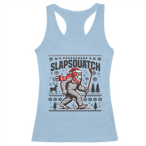 Slapsquatch Hockey Player Racerback Tank Top Funny Bigfoot Ugly Christmas Gift TS12 Light Blue Print Your Wear