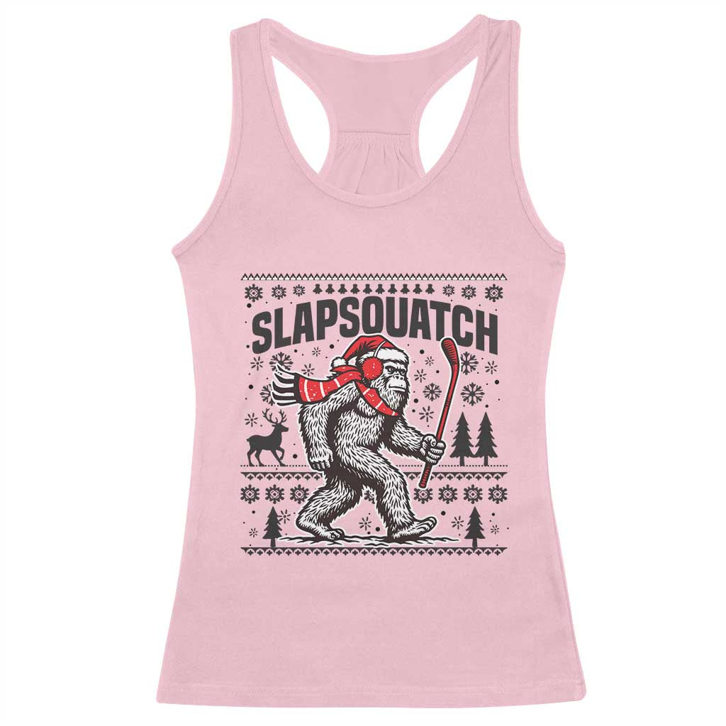 Slapsquatch Hockey Player Racerback Tank Top Funny Bigfoot Ugly Christmas Gift TS12 Light Pink Print Your Wear