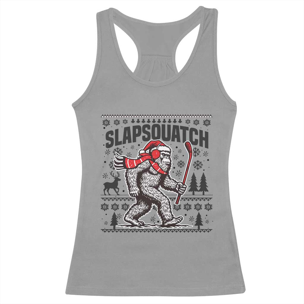 Slapsquatch Hockey Player Racerback Tank Top Funny Bigfoot Ugly Christmas Gift TS12 Sport Gray Print Your Wear