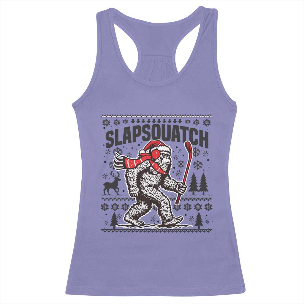 Slapsquatch Hockey Player Racerback Tank Top Funny Bigfoot Ugly Christmas Gift TS12 Violet Print Your Wear