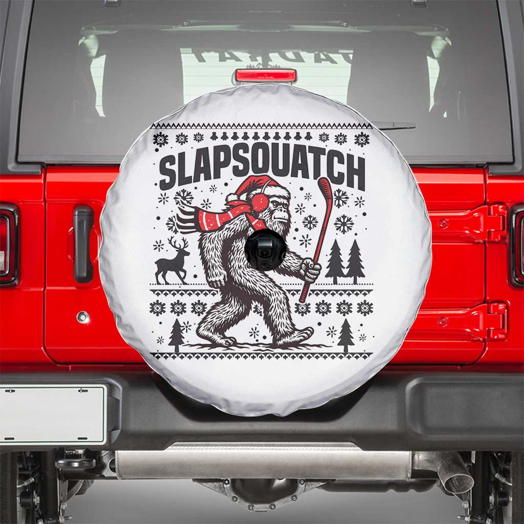 Slapsquatch Hockey Player Spare Tire Cover Funny Bigfoot Ugly Christmas Gift TS12 White Print Your Wear
