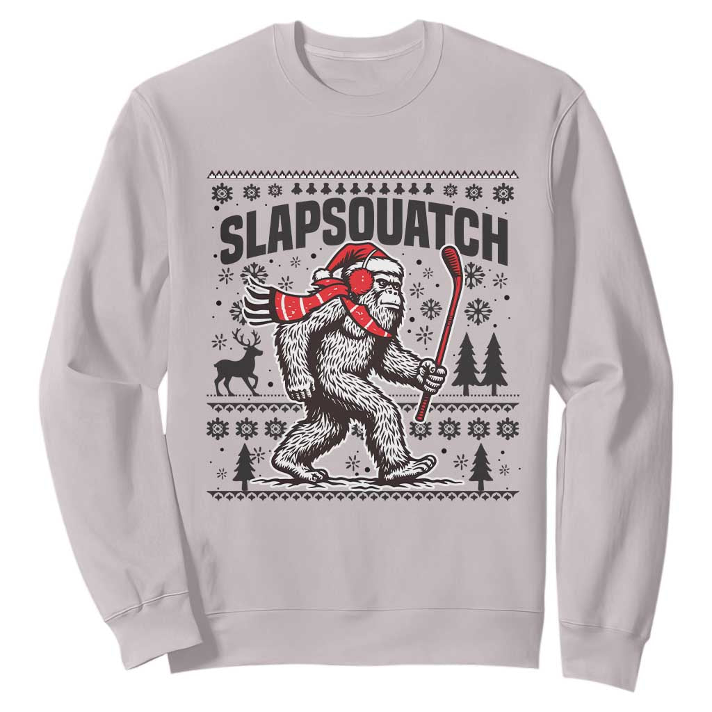 Slapsquatch Hockey Player Sweatshirt Funny Bigfoot Ugly Christmas Gift TS12 Ice Gray Print Your Wear
