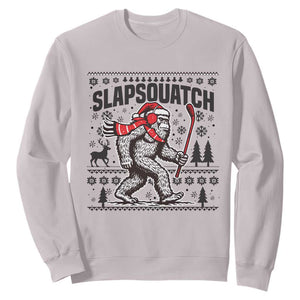 Slapsquatch Hockey Player Sweatshirt Funny Bigfoot Ugly Christmas Gift TS12 Ice Gray Print Your Wear