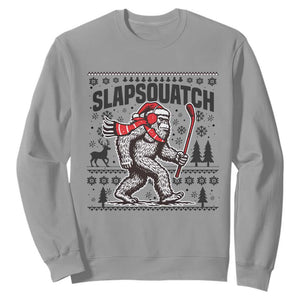 Slapsquatch Hockey Player Sweatshirt Funny Bigfoot Ugly Christmas Gift TS12 Sport Gray Print Your Wear