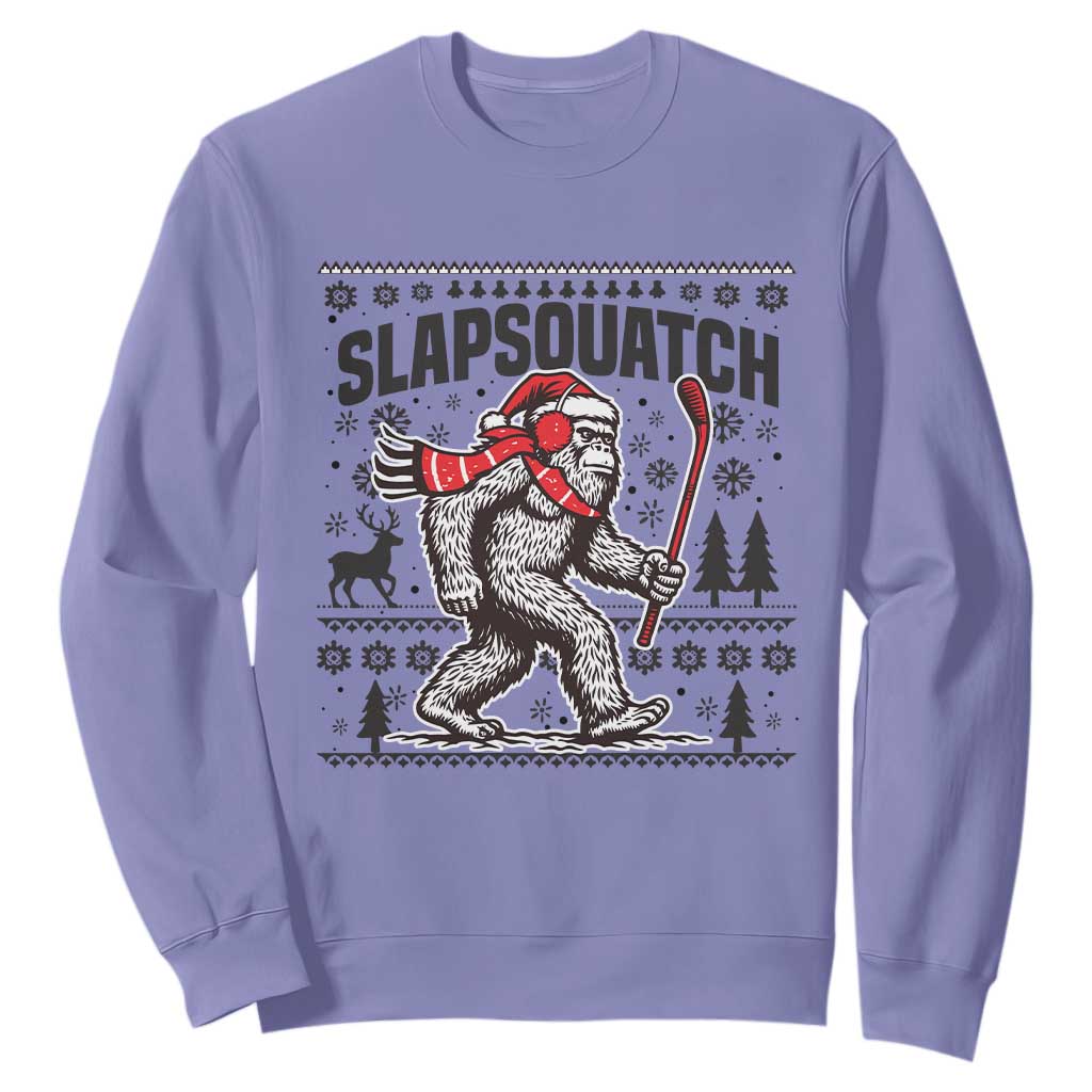 Slapsquatch Hockey Player Sweatshirt Funny Bigfoot Ugly Christmas Gift TS12 Violet Print Your Wear