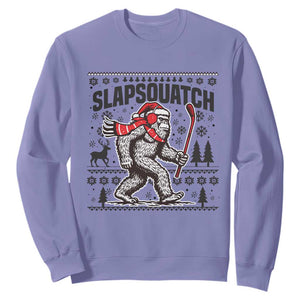 Slapsquatch Hockey Player Sweatshirt Funny Bigfoot Ugly Christmas Gift TS12 Violet Print Your Wear