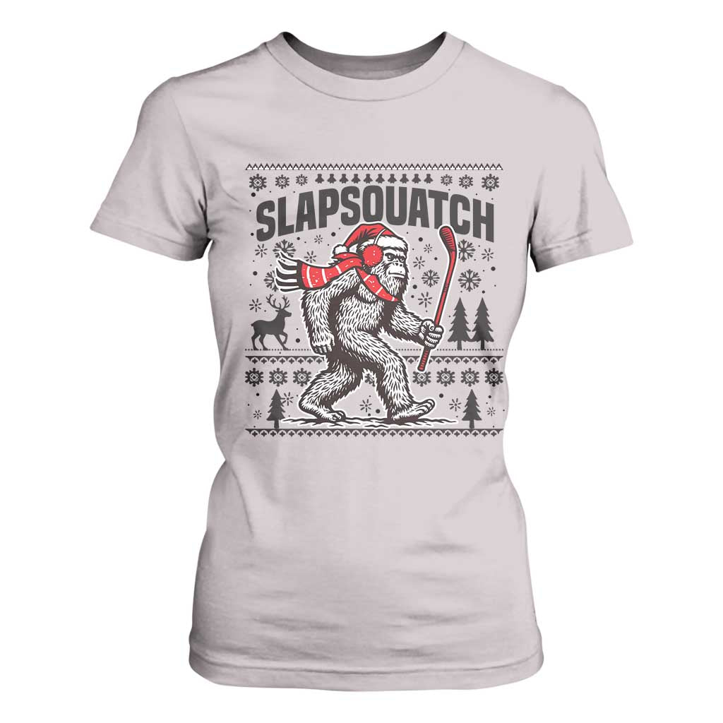 Slapsquatch Hockey Player T Shirt For Women Funny Bigfoot Ugly Christmas Gift TS12 Ice Gray Print Your Wear