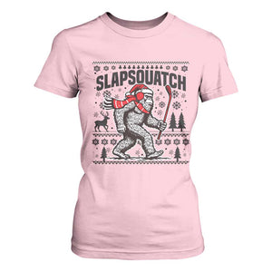 Slapsquatch Hockey Player T Shirt For Women Funny Bigfoot Ugly Christmas Gift TS12 Light Pink Print Your Wear