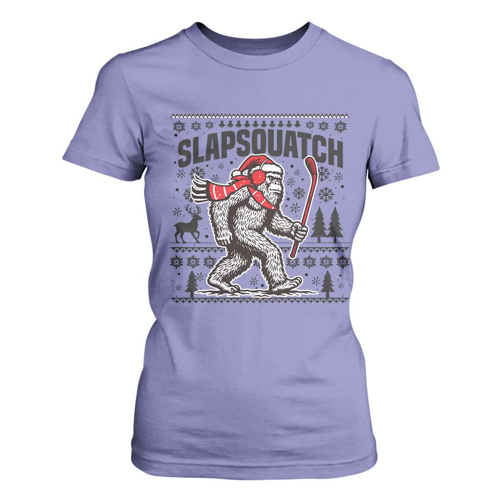 Slapsquatch Hockey Player T Shirt For Women Funny Bigfoot Ugly Christmas Gift TS12 Violet Print Your Wear