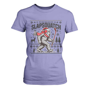 Slapsquatch Hockey Player T Shirt For Women Funny Bigfoot Ugly Christmas Gift TS12 Violet Print Your Wear