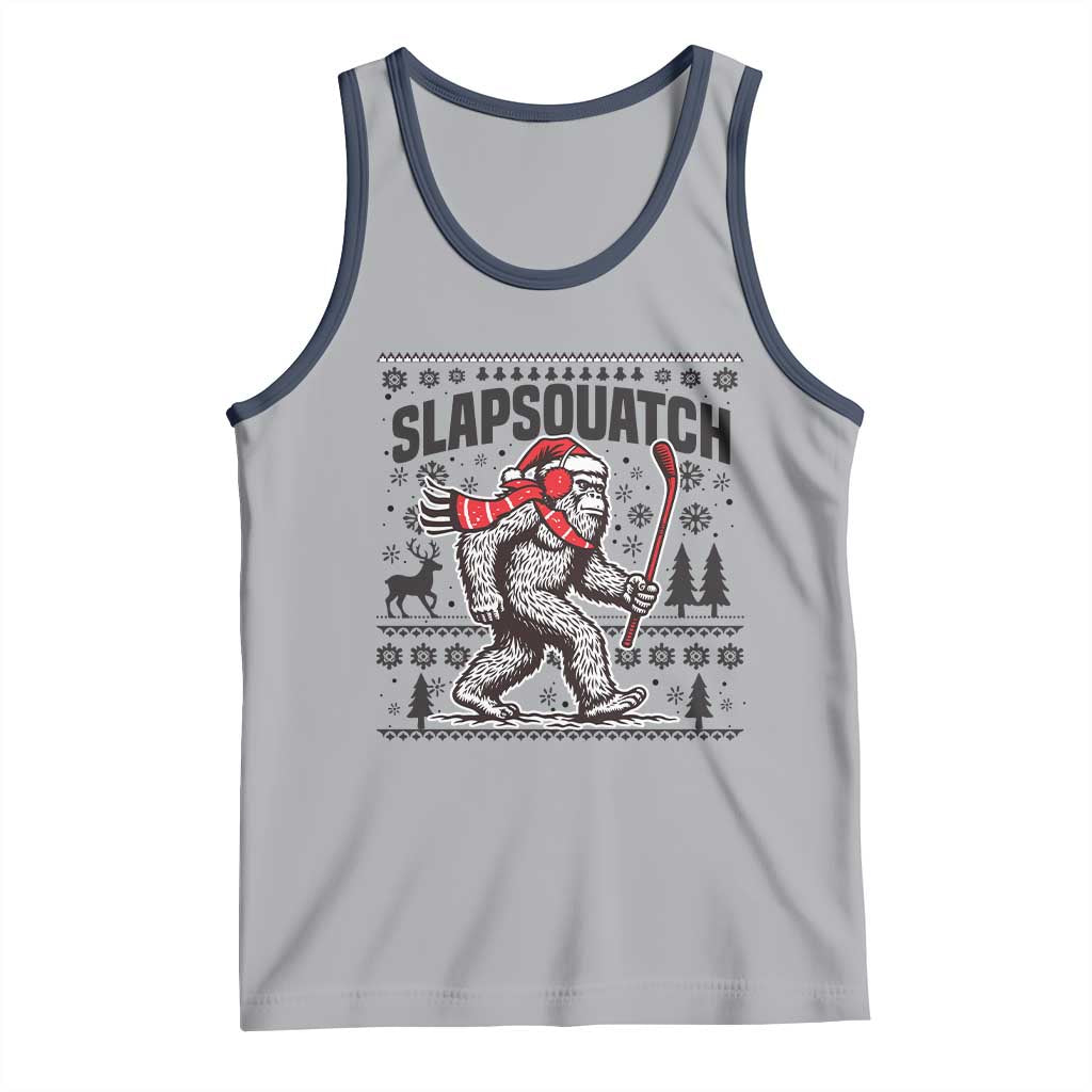 Slapsquatch Hockey Player Tank Top Funny Bigfoot Ugly Christmas Gift TS12 Athletic Heather Navy Print Your Wear