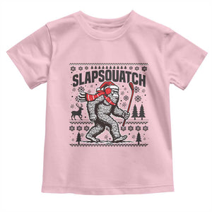 Slapsquatch Hockey Player Toddler T Shirt Funny Bigfoot Ugly Christmas Gift TS12 Light Pink Print Your Wear