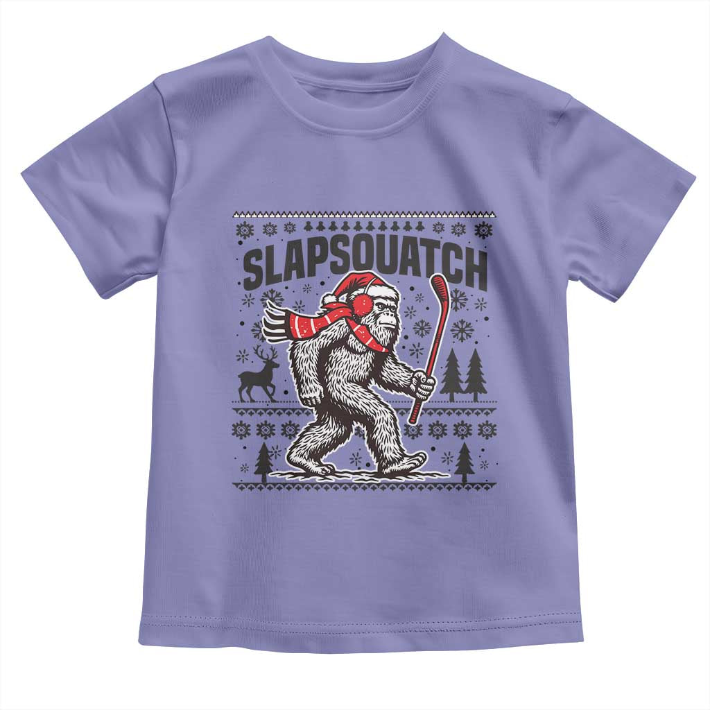 Slapsquatch Hockey Player Toddler T Shirt Funny Bigfoot Ugly Christmas Gift TS12 Violet Print Your Wear