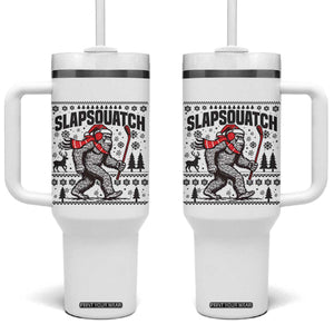 Slapsquatch Hockey Player Tumbler With Handle Funny Bigfoot Ugly Christmas Gift TS12 One Size: 40 oz White Print Your Wear