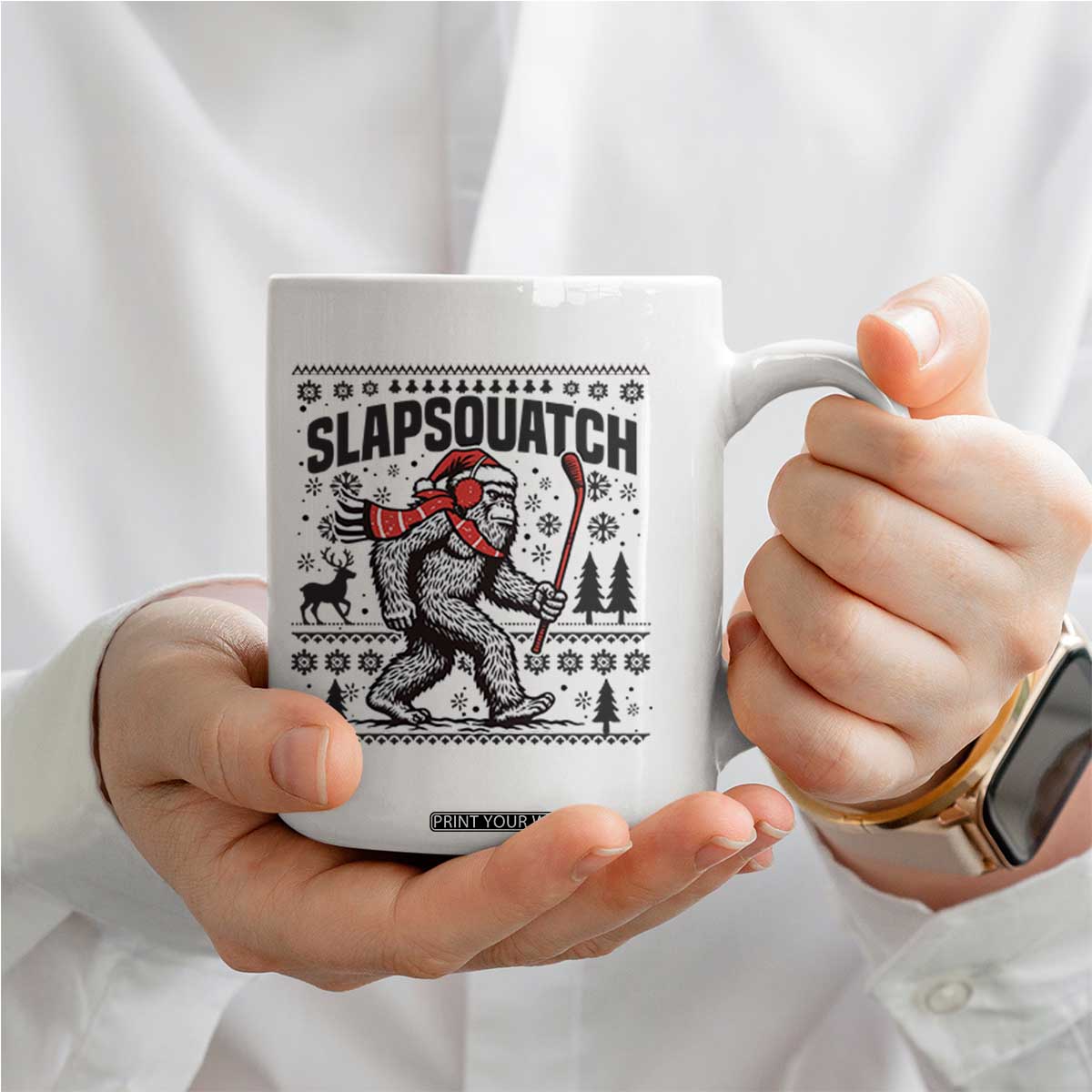 Slapsquatch Hockey Player Coffee Mug Funny Bigfoot Ugly Christmas Gift TS12 Print Your Wear