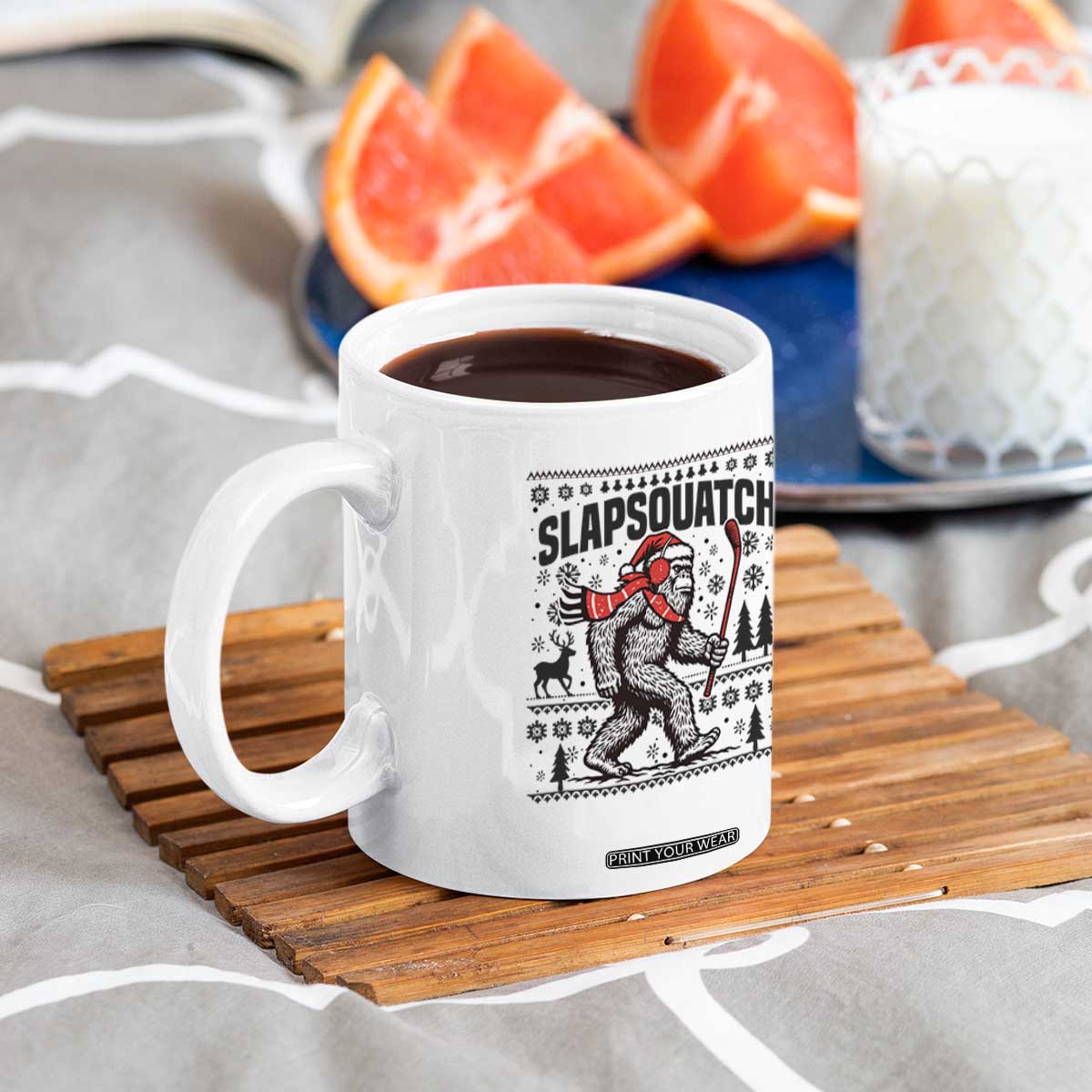 Slapsquatch Hockey Player Coffee Mug Funny Bigfoot Ugly Christmas Gift TS12 Print Your Wear