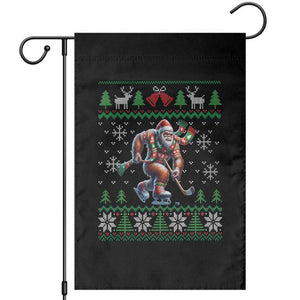 Ugly Christmas Bigfoot Playing Hockey Garden Flag Funny Xmas Gift TS12 Black Print Your Wear