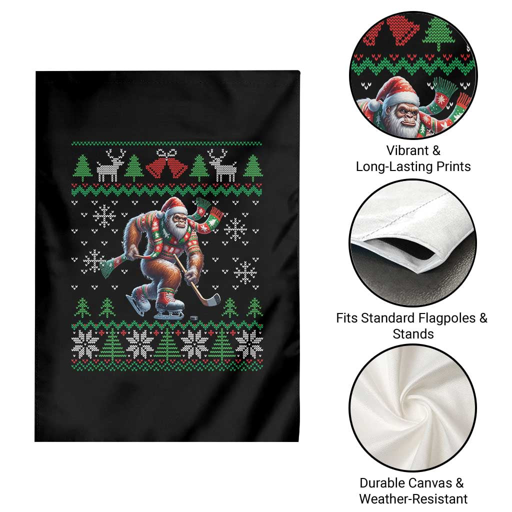 Ugly Christmas Bigfoot Playing Hockey Garden Flag Funny Xmas Gift TS12 Print Your Wear