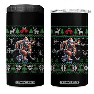 Ugly Christmas Bigfoot Playing Hockey 4 in 1 Can Cooler Tumbler Funny Xmas Gift TS12 One Size: 16 oz Black Print Your Wear
