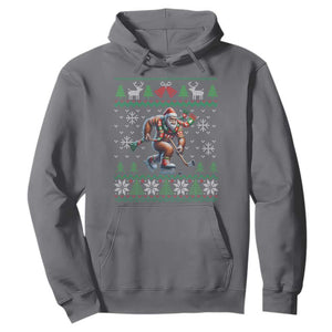 Ugly Christmas Bigfoot Playing Hockey Hoodie Funny Xmas Gift TS12 Charcoal Print Your Wear