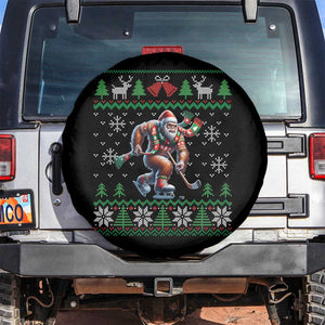 Ugly Christmas Bigfoot Playing Hockey Spare Tire Cover Funny Xmas Gift TS12 No hole Black Print Your Wear