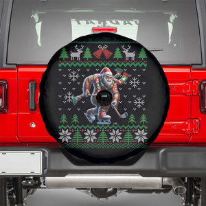 Ugly Christmas Bigfoot Playing Hockey Spare Tire Cover Funny Xmas Gift TS12 Black Print Your Wear
