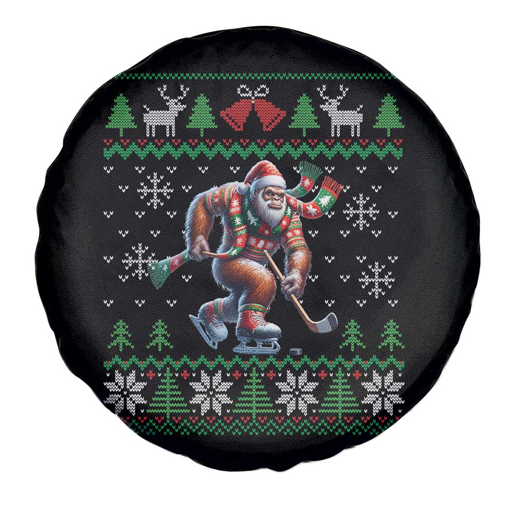 Ugly Christmas Bigfoot Playing Hockey Spare Tire Cover Funny Xmas Gift TS12 Print Your Wear
