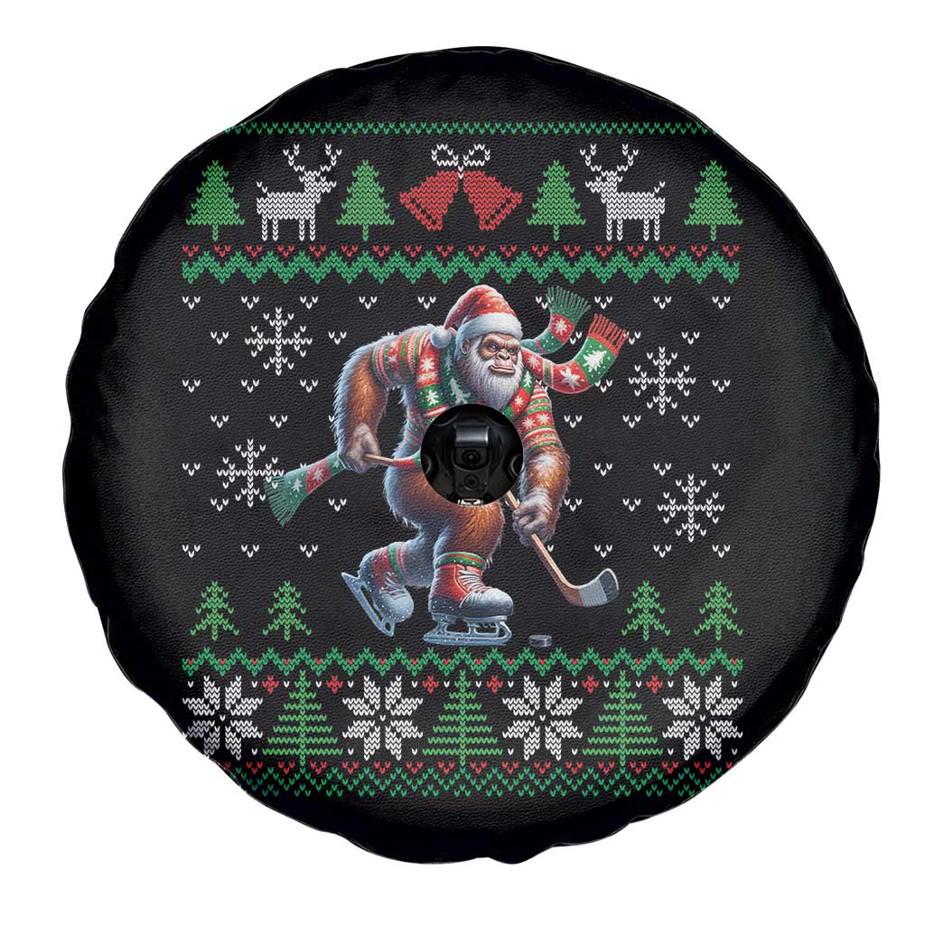 Ugly Christmas Bigfoot Playing Hockey Spare Tire Cover Funny Xmas Gift TS12 Print Your Wear