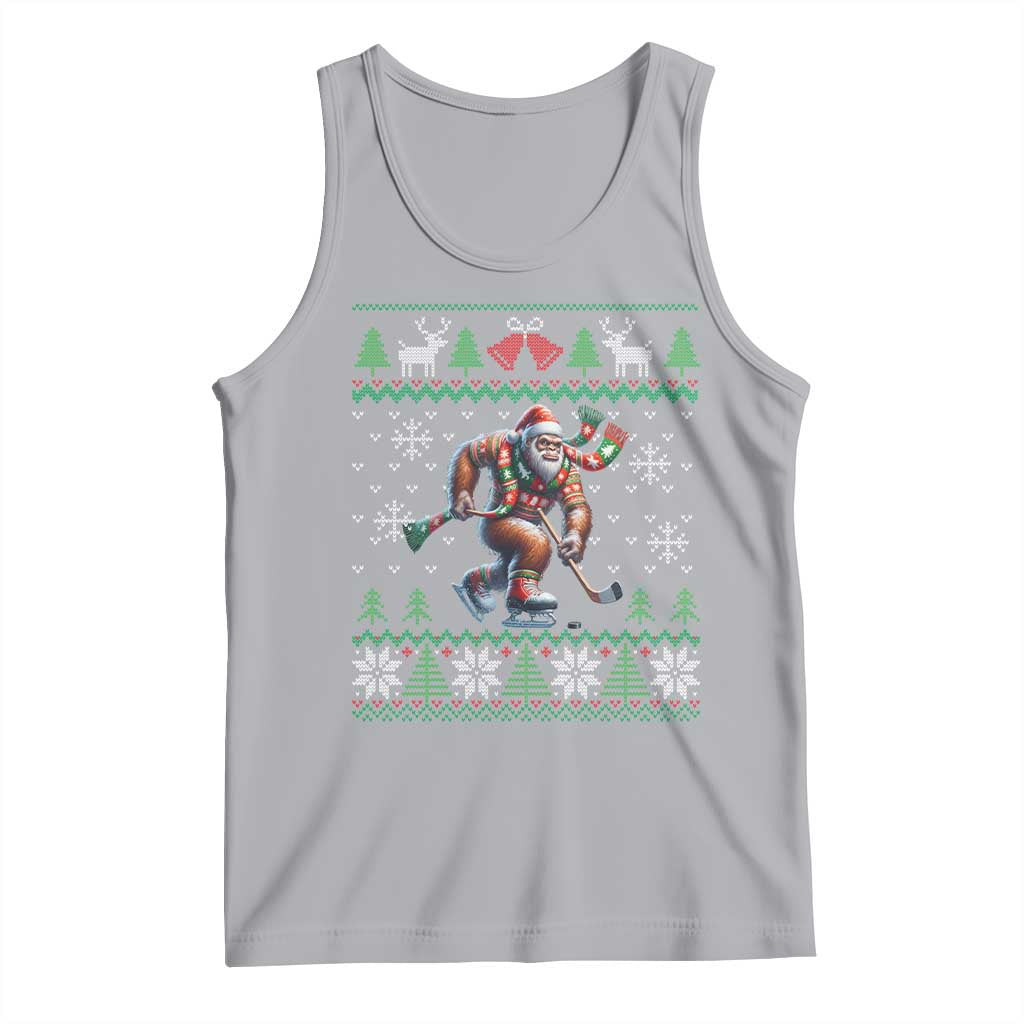 Ugly Christmas Bigfoot Playing Hockey Tank Top Funny Xmas Gift TS12 Athletic Heather Print Your Wear