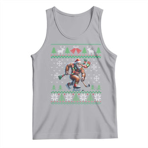 Ugly Christmas Bigfoot Playing Hockey Tank Top Funny Xmas Gift TS12 Athletic Heather Print Your Wear