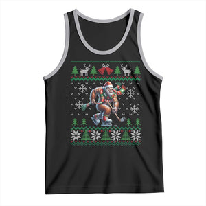 Ugly Christmas Bigfoot Playing Hockey Tank Top Funny Xmas Gift TS12 Black Athletic Heather Print Your Wear