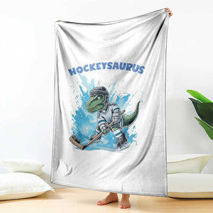 Hockeysaurus Throw Blanket Funny Dinosaur Playing Ice Hockey Gift TS12 Print Your Wear