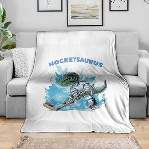 Hockeysaurus Throw Blanket Funny Dinosaur Playing Ice Hockey Gift TS12 Print Your Wear