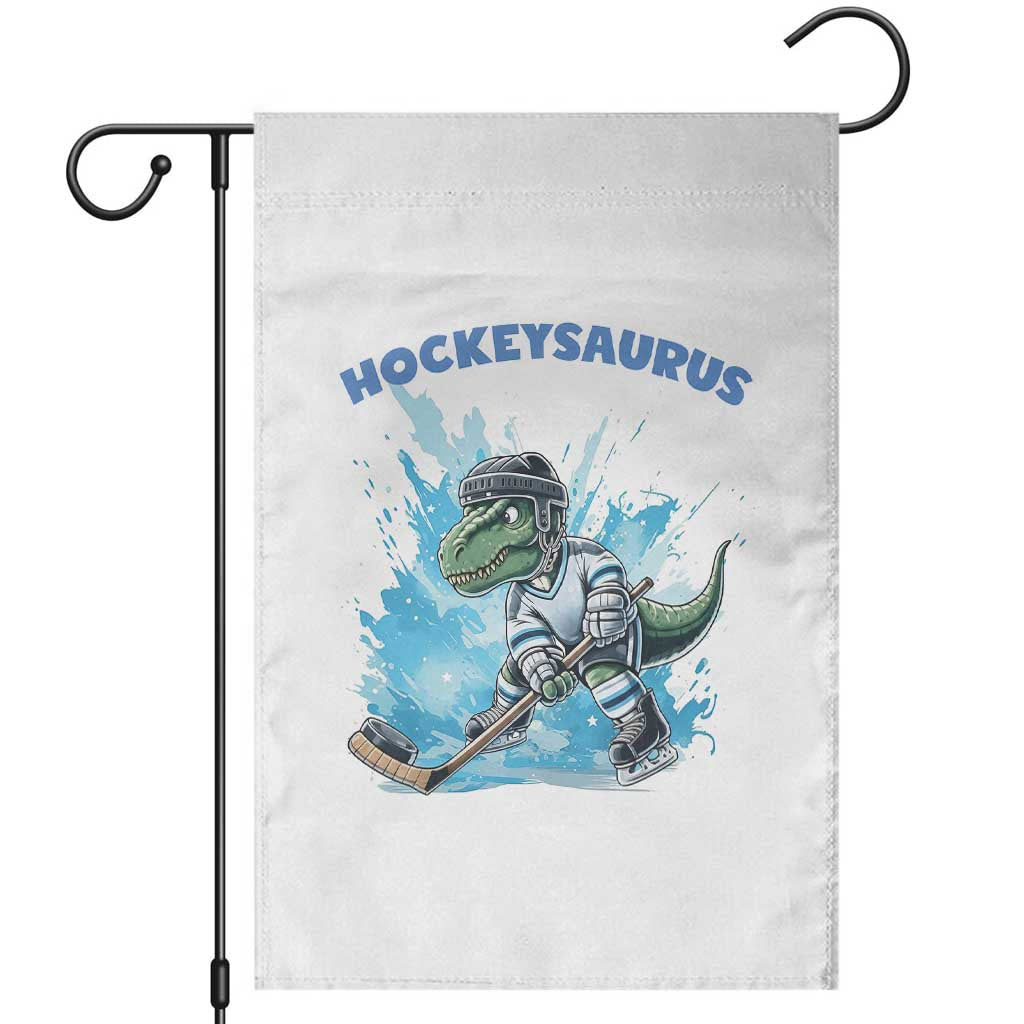 Hockeysaurus Garden Flag Funny Dinosaur Playing Ice Hockey Gift TS12 White Print Your Wear