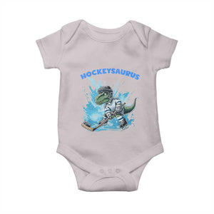 Hockeysaurus Baby Onesie Funny Dinosaur Playing Ice Hockey Gift TS12 Ice Gray Print Your Wear