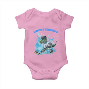 Hockeysaurus Baby Onesie Funny Dinosaur Playing Ice Hockey Gift TS12 Light Pink Print Your Wear