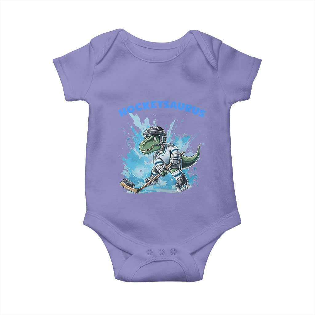 Hockeysaurus Baby Onesie Funny Dinosaur Playing Ice Hockey Gift TS12 Violet Print Your Wear