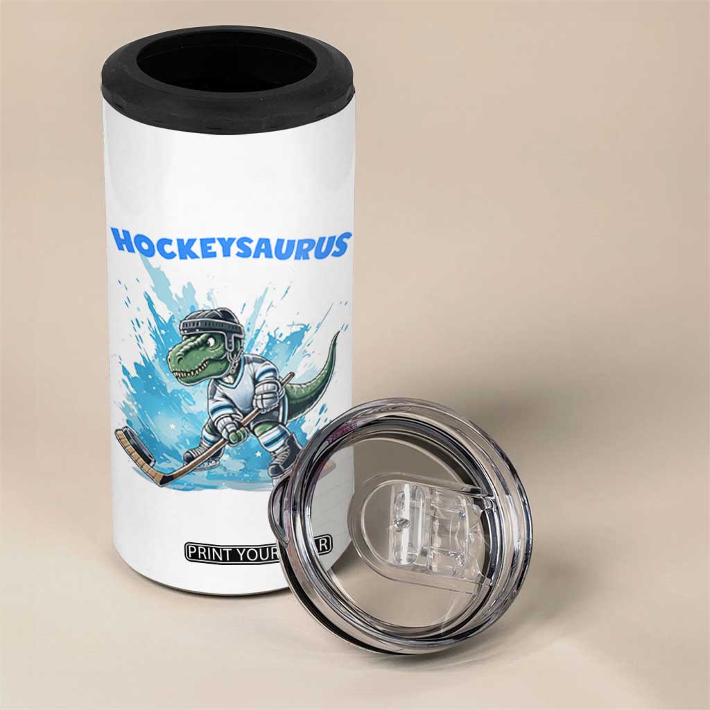 Hockeysaurus 4 in 1 Can Cooler Tumbler Funny Dinosaur Playing Ice Hockey Gift TS12 Print Your Wear