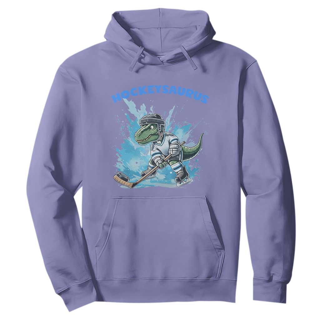 Hockeysaurus Hoodie Funny Dinosaur Playing Ice Hockey Gift TS12 Violet Print Your Wear
