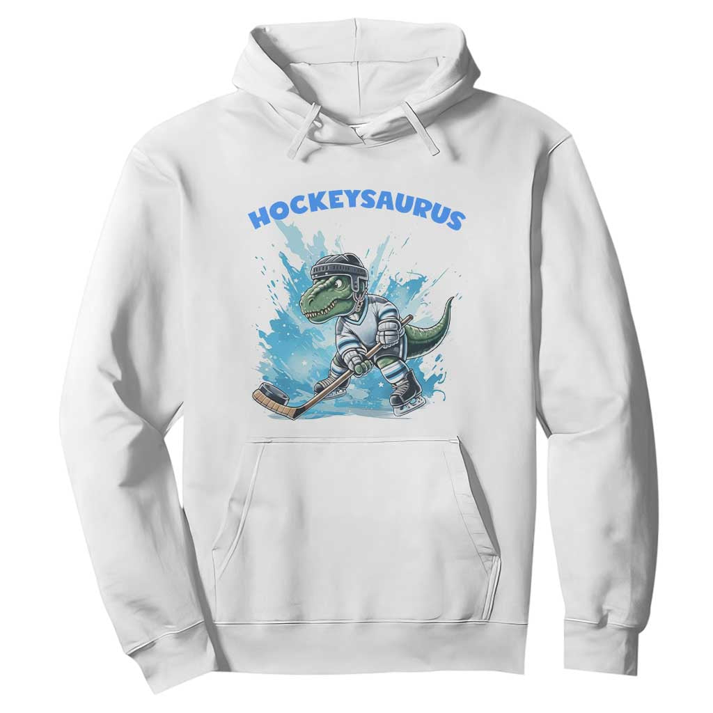 Hockeysaurus Hoodie Funny Dinosaur Playing Ice Hockey Gift TS12 White Print Your Wear