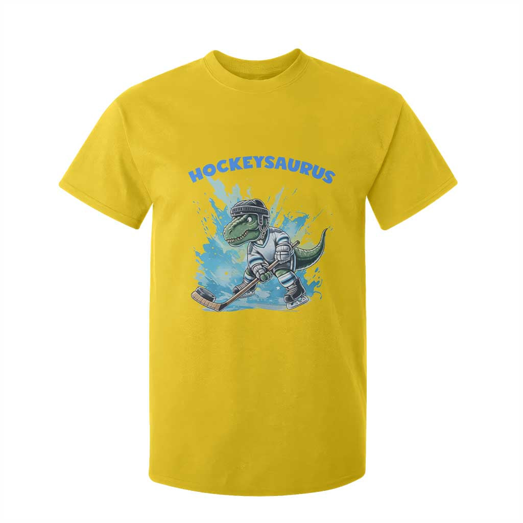 Hockeysaurus T Shirt For Kid Funny Dinosaur Playing Ice Hockey Gift TS12 Daisy Print Your Wear